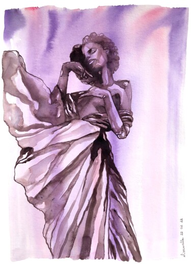 Painting titled "Malvina" by Elisa Walter, Original Artwork, Watercolor