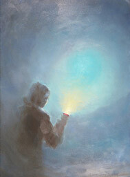 Painting titled "Elf Spotter" by Elisabet Stacy-Hurley, Original Artwork