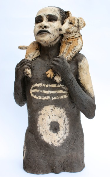 Sculpture intitulée "C'est mon chien" par Elisabeth Aloccio, Œuvre d'art originale