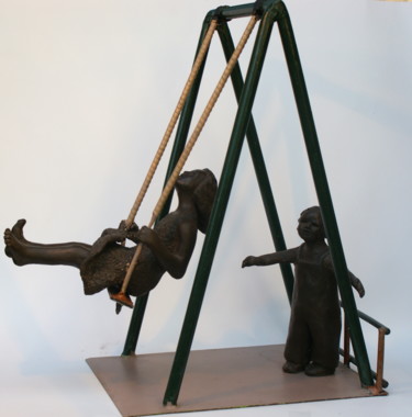 Скульптура под названием "Encore plus haut !" - Elisabeth Aloccio, Подлинное произведение искусства, Глина