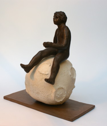 Sculpture intitulée "Au clair de la lune" par Elisabeth Aloccio, Œuvre d'art originale, Argile