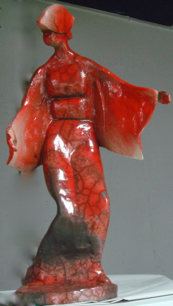 Sculpture intitulée "Japonaise rouge" par Elisabeth Aloccio, Œuvre d'art originale
