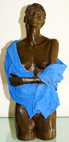 Sculpture intitulée "Le châle bleu" par Elisabeth Aloccio, Œuvre d'art originale