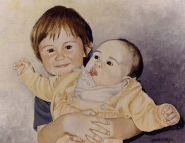 Painting titled "2 Frères" by Elisabeth Begot, Original Artwork