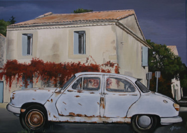 Peinture intitulée "Panhard à Parignarg…" par Elisabeth Begot, Œuvre d'art originale, Huile