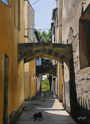 Painting titled "Ruelle de Sommières" by Elisabeth Begot, Original Artwork, Acrylic