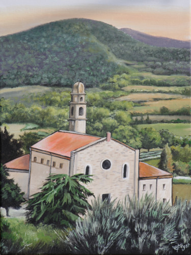Painting titled "Chiesa d'Arqua Petr…" by Elisabeth Begot, Original Artwork, Acrylic