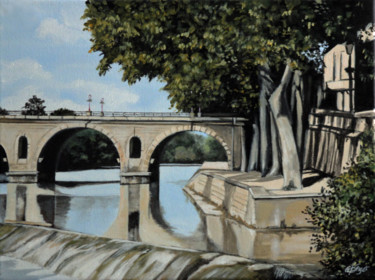 Pintura titulada "Vue du Pont  Sommiè…" por Elisabeth Begot, Obra de arte original, Acrílico
