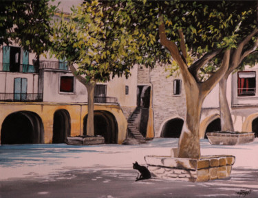 Картина под названием ""Place du Marché"…" - Elisabeth Begot, Подлинное произведение искусства, Акрил