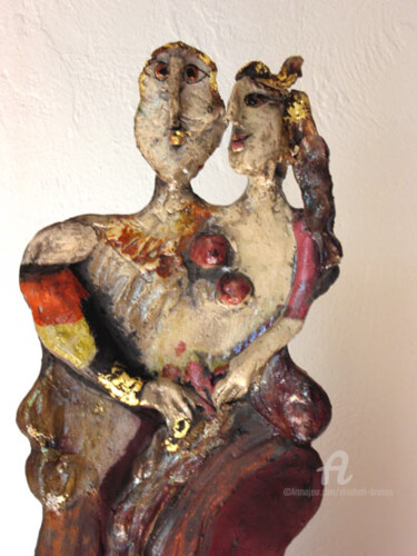 Sculpture titled "l'homme aux levres…" by Elisabeth Brainos, Original Artwork, Terra cotta