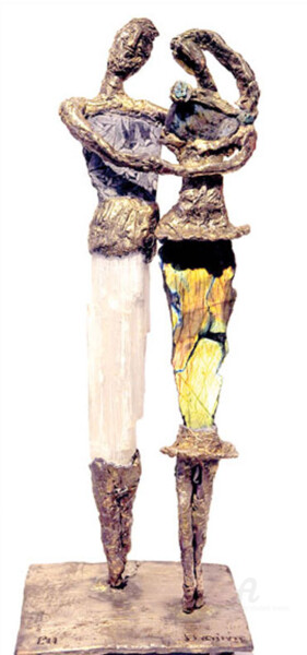 Sculptuur getiteld "Couple labradorite" door Elisabeth Brainos, Origineel Kunstwerk, Bronzen