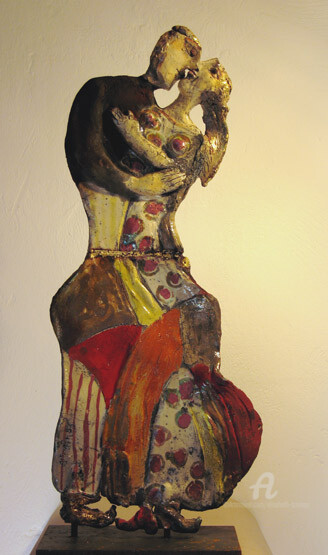Sculpture intitulée "tango" par Elisabeth Brainos, Œuvre d'art originale, Terre cuite