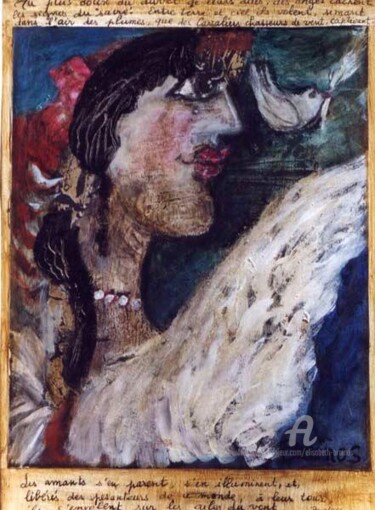 Painting titled "ange-aile" by Elisabeth Brainos, Original Artwork, Oil