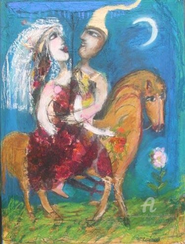 Pittura intitolato "les amants des mill…" da Elisabeth Brainos, Opera d'arte originale