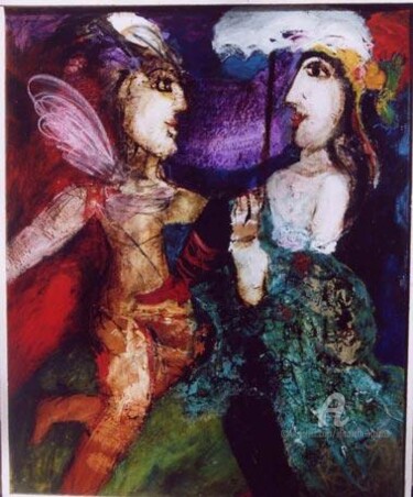 Pintura intitulada "cancan danse and an…" por Elisabeth Brainos, Obras de arte originais