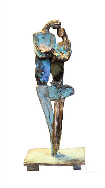 Escultura intitulada "Couple aux deux ois…" por Elisabeth Brainos, Obras de arte originais, Bronze