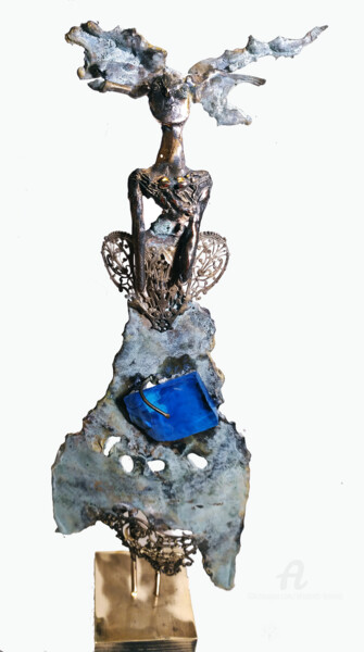 Sculpture titled "Un bout de ciel ble…" by Elisabeth Brainos, Original Artwork, Bronze