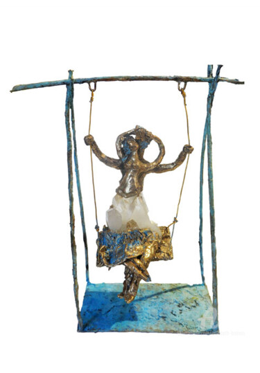 Sculpture intitulée "amoureux sur balanç…" par Elisabeth Brainos, Œuvre d'art originale, Bronze