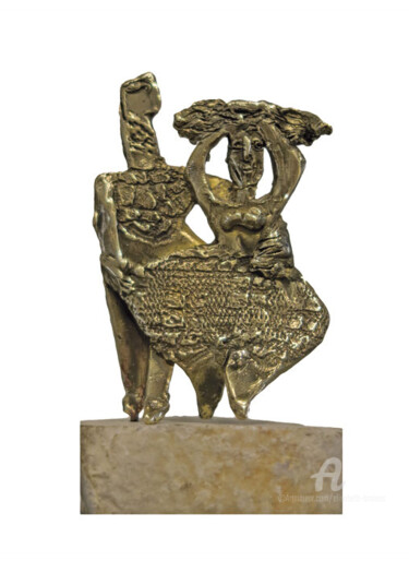Sculpture titled "Petit couple dansant" by Elisabeth Brainos, Original Artwork, Bronze
