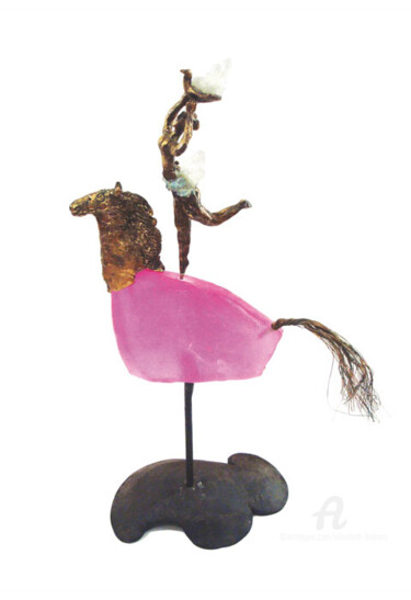 Sculpture titled "Equilibriste sur ch…" by Elisabeth Brainos, Original Artwork, Bronze