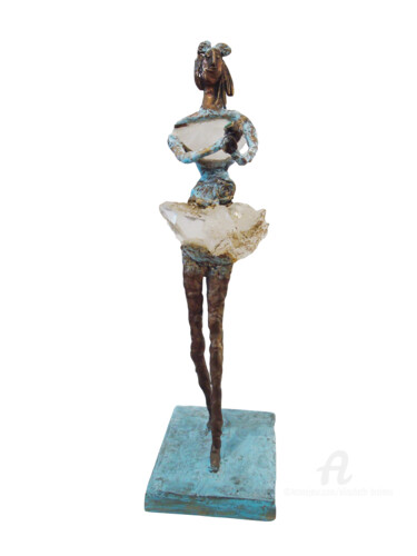 Sculpture intitulée "Promenade avec l'oi…" par Elisabeth Brainos, Œuvre d'art originale, Bronze