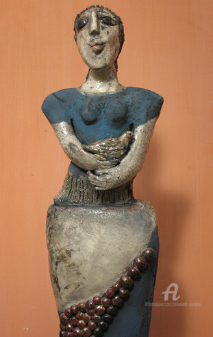Sculpture titled "femme en blues deta…" by Elisabeth Brainos, Original Artwork
