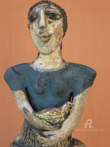 Sculpture intitulée "femme en blues deta…" par Elisabeth Brainos, Œuvre d'art originale