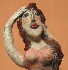 Sculpture intitulée "la rousse( detail)" par Elisabeth Brainos, Œuvre d'art originale