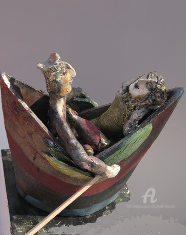 Sculpture intitulée "barque pour cythere" par Elisabeth Brainos, Œuvre d'art originale