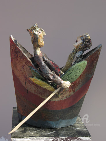Sculptuur getiteld "barque pour cythere…" door Elisabeth Brainos, Origineel Kunstwerk