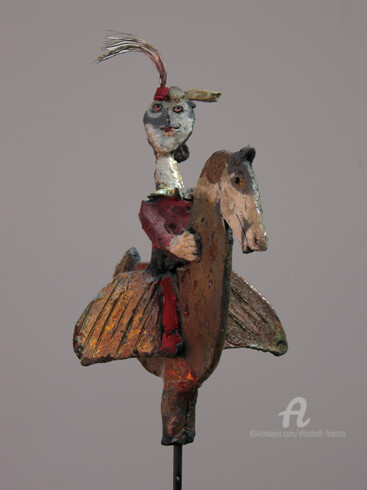 Sculptuur getiteld "petite cavaliere" door Elisabeth Brainos, Origineel Kunstwerk