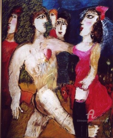 Painting titled "l'homme en marche a…" by Elisabeth Brainos, Original Artwork