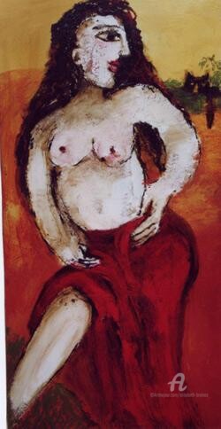 Peinture intitulée "chaperon rouge 5" par Elisabeth Brainos, Œuvre d'art originale