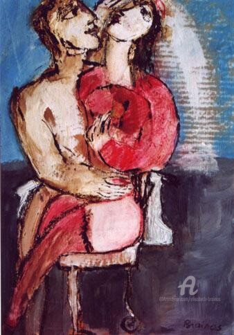 Pittura intitolato "couple dans un faut…" da Elisabeth Brainos, Opera d'arte originale