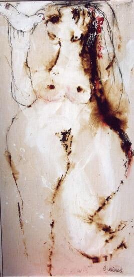 Painting titled "le baiser a l!oiseau" by Elisabeth Brainos, Original Artwork