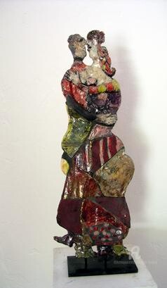 Sculpture intitulée "dansing couple" par Elisabeth Brainos, Œuvre d'art originale, Terre cuite