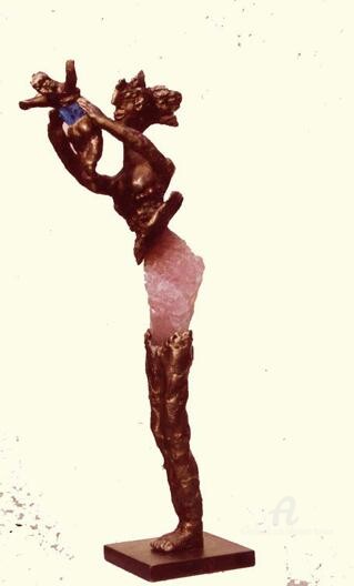 Sculpture intitulée "Femme à l'enfant qu…" par Elisabeth Brainos, Œuvre d'art originale, Bronze