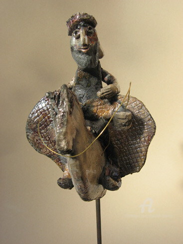 Escultura titulada "couple oriental a c…" por Elisabeth Brainos, Obra de arte original, Cerámica