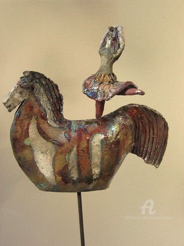 Sculpture titled "ecuyere danseuse 2" by Elisabeth Brainos, Original Artwork, Terra cotta