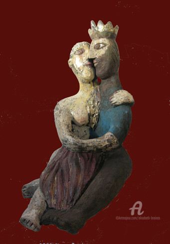 Sculpture intitulée "comme dans le conte" par Elisabeth Brainos, Œuvre d'art originale, Terre cuite