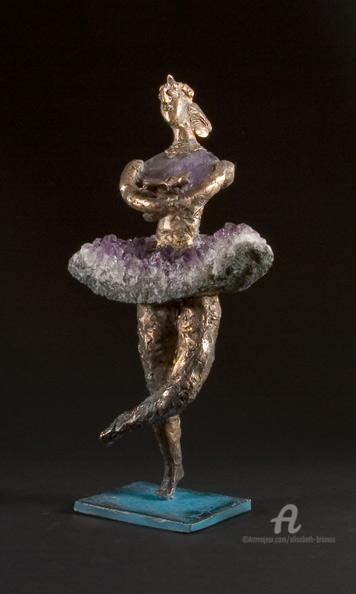 Sculpture intitulée "Au nid de ses bras" par Elisabeth Brainos, Œuvre d'art originale, Bronze