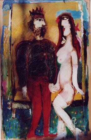 Painting titled "le roi et la jeune…" by Elisabeth Brainos, Original Artwork