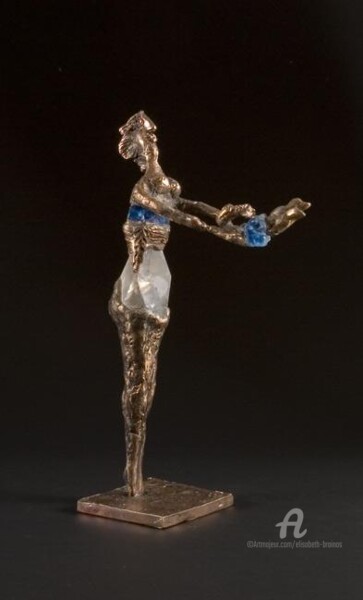 Sculpture intitulée "Femme à l'enfant vo…" par Elisabeth Brainos, Œuvre d'art originale, Bronze
