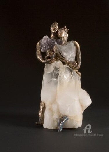 Skulptur mit dem Titel "Les amoureux cristal" von Elisabeth Brainos, Original-Kunstwerk, Bronze