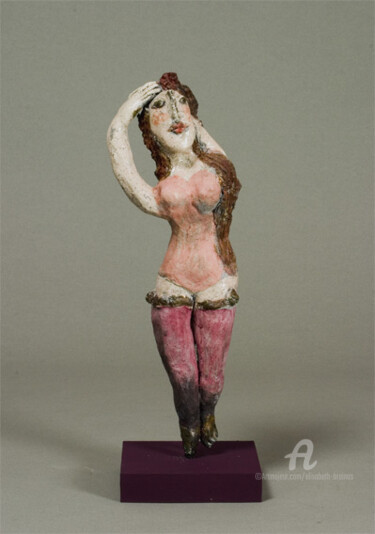 Sculpture titled "le justaucorps rose…" by Elisabeth Brainos, Original Artwork, Terra cotta