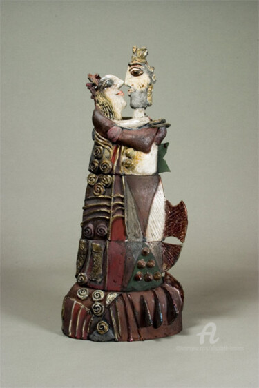 Sculpture intitulée "couple oriental 1" par Elisabeth Brainos, Œuvre d'art originale, Terre cuite