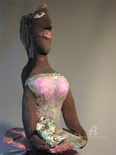 Скульптура под названием "double jupon, detail" - Elisabeth Brainos, Подлинное произведение искусства, Терракота