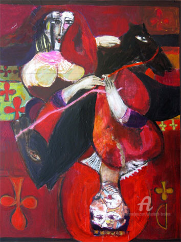 Painting titled "la dame de trefle" by Elisabeth Brainos, Original Artwork, Acrylic