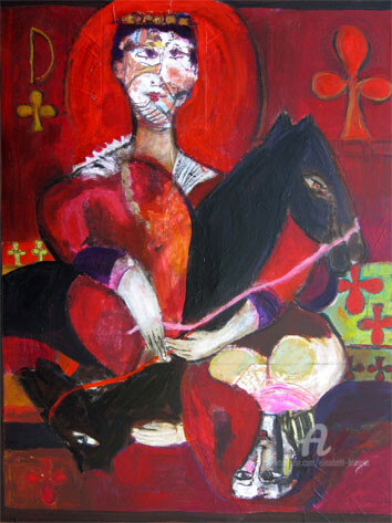 Painting titled "la dame de trefle u…" by Elisabeth Brainos, Original Artwork, Acrylic