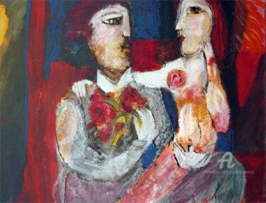 Pintura intitulada "declaration-couple…" por Elisabeth Brainos, Obras de arte originais, Acrílico